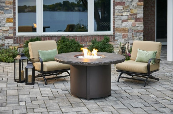 Marbleized Noche Beacon Chat Height Gas Fire Pit Table